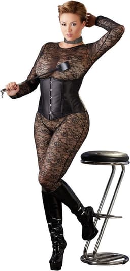 Cottelli Plus Size – Sexy Taille Korset met Verticale Staven en Veter Sluiting  – Maat 4XL – Zwart — thumbnail 4