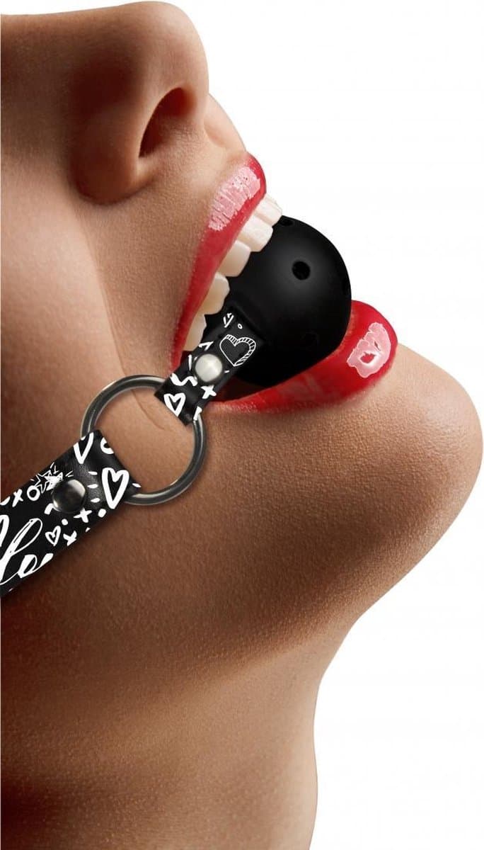 Breatheable Ball Gag - Love Street Art Fasion - Black — afbeelding 1