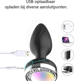 Erodit® Lightning buttplug - USB oplaadbare Led licht vibratie plug- 10 vibratie en licht standen- Siliconen buttplug met afstandsbediening anaal vibrerende plug- Seks speeltje- Erotiek mannen en vrouwen — thumbnail 2