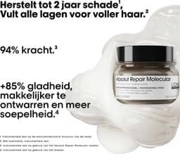 L’Oréal Professionnel Absolut Repair Molecular Rinse-Off Masker – Herstellende en versterkende werking - Voor zeer beschadigd haar - 250ml — thumbnail 3