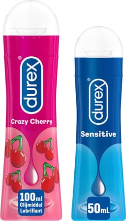 Durex - 2 Glijmiddelen - Waterbasis - Crazy Cherry 100ML - Play Sensitive Glijmiddel 50ML — thumbnail 1