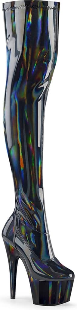 Pleaser - ADORE-3000HWR Plateau Overknee Laarzen - Paaldans schoenen - 44 Shoes - Zwart — thumbnail 1