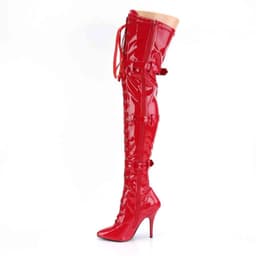 SEDUCE-3028 (EU 45 = US 14) 5 Heel Ribbon Stretch Thigh High Boot w/ Grommet — thumbnail 3