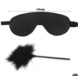 LOUZIR Bondageset | BDSM set | Bondage set | BDSM Toy set 10 delig | Luxe Sex Speeltjes Kit Met Tepelklemmen, halsband, handboeien, enkelboeien, bondage touw, masker en zweep & gag ball, bondageset ZWART — thumbnail 12