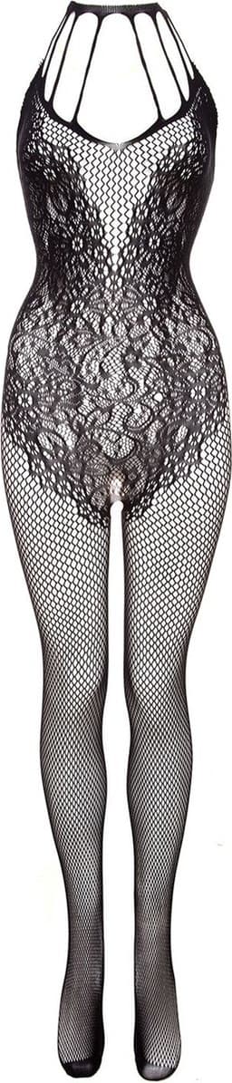 Christine le Duc - Gebloemde Catsuit met Open Kruis - Amara - Lingerie Erotisch - Zwart — thumbnail 4