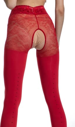 Panty open Kruis - 60/30 Denier - Kleur: Rood - Maat: S/M - Model: Blackdiamond - Merk: Amour — thumbnail 4