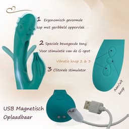 Erodit® triple sensation 3 in 1 vibrator - tong vibrator- lik vibrator- Anaal dildo -G-spot -clitoris stimulator– vibrators voor vrouwen- 14 modus - sex toys -seksspeeltjes -Erotiek voor vrouwen, mannen — thumbnail 5