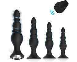 Luxe 4-delige buttplug set - 4 anale pluggen - Voor beginners en gevorderden - Vibrerende anaalplug - Mega groot - Verschillende groten - Siliconen