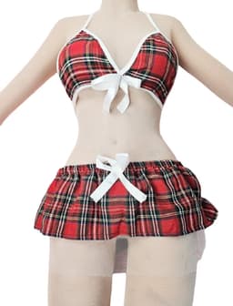 BamBella ® Sexy Cosplay Rollenspel kleding outfit dames Schoolmeisje - Onesize Rood — thumbnail 2