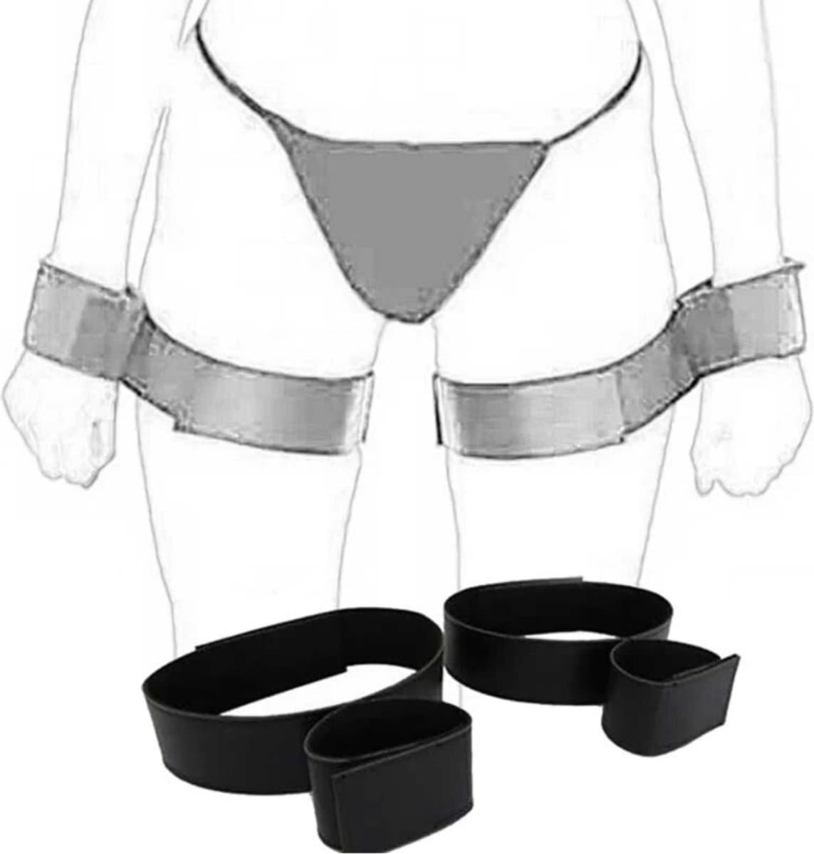 BDSM Bondage Been- en Handboeien - Zwart Harnas - Sexy Lingerie - Stevige Sex Toy - Handboeien - Verstelbaar - Dames / Heren Lingerie - One Size — afbeelding 1