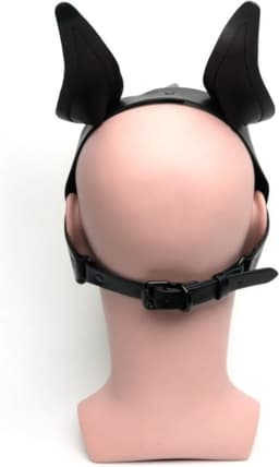 665 Leather - Masker - Playful Pup Hood - Zwart/Geel - One Size — thumbnail 3