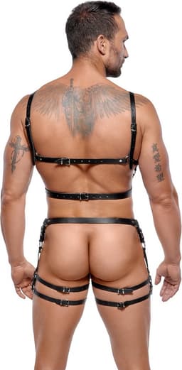 ZADO Robuust Bondage Mannen Harnas - Heup en Borst Harnas van Leer - Extra Mannelijke Uitstraling - One Size — thumbnail 3