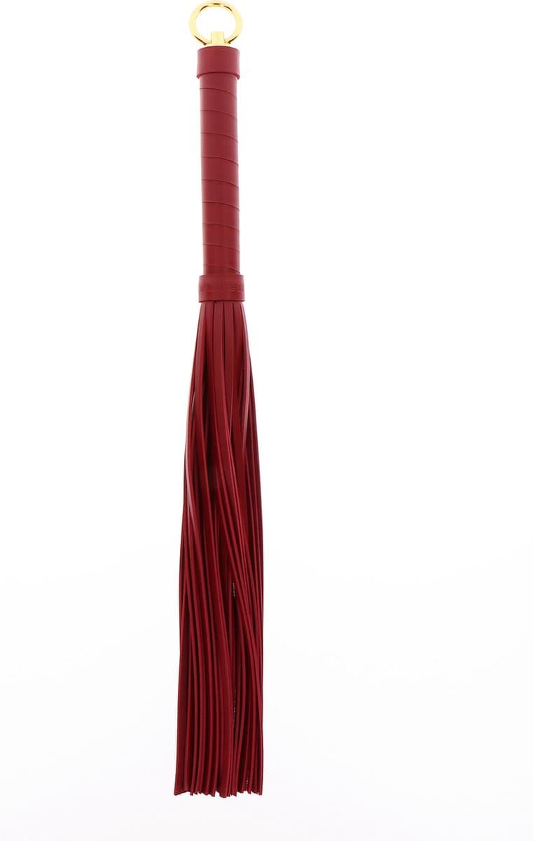 Luxe Zweep 47 cm - Voor BDSM, SM en Bondage - Flogger - Gemaakt van PU-Leer en Nikkelvrij Metaal - SM Zweepje - Sex Whip - Rood / Goud — afbeelding 1