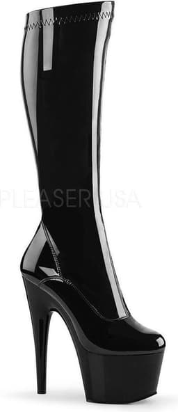 Adore-2000 plateau stretch lak knielaars met stiletto hak zwart - (EU 35 = US 5) - Pleaser — thumbnail 1