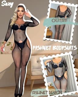 Vrouwen Bodystocking Visnet Catsuit - Zwarte Feestkleding - Rekbaar en Ademend — thumbnail 5