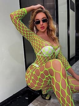 Groene net body lingerie catsuit - Mouwloze jumpsuit voor vrouwen - Verleidelijk en elastisch — thumbnail 3