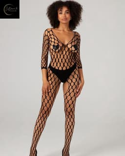Sexy Erotische Body – Netstof – Gaas – Open Kruis Catsuit – Sexy Bodystocking – Erotische Lingerie voor Vrouwen – Stretch – Sexy Lingerie – Lingerie Erotisch – Kinky – Clubwear – One Size – Dare to Undress — thumbnail 1