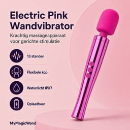 Electric Pink Wandvibrator - Clitoris Stimulator - Krachtig Massageapparaat - 13 Standen - 6 Snelheden - 7 Patronen - Flexibele Kop - Zacht Siliconen - Waterdicht IPX7 - Oplaadbaar - Seksspeeltje - Voor Vrouwen - Reisadapter - Roze - MyMagicWand — thumbnail 2
