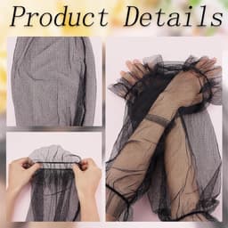 Afneembare Pofmouwen - Lace Handschoenen - Bruiloft Accessoires - Net Materiaal - 60 x 20 cm - Zwart — thumbnail 4