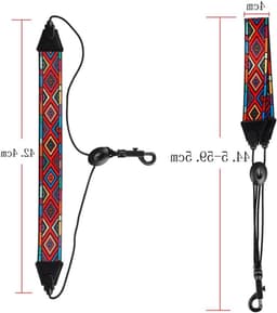 Kleurige nekband voor alt- en tenor-saxofoon, polyester strap met rode diamantpatroon, comfortabel en duurzaam — thumbnail 4