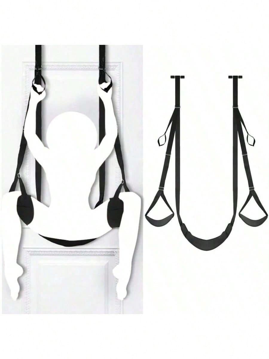 Oneay Deurseksschommel met zitje, BDSM-beperkingen, hangende deur, dijbeenbanden, verstelbare sexy slavenbondageschommel, handboeien, dijbeenboeien, seksmeubels, seksspeeltjes voor volwassenen voor koppels, SM-spelletjes, draagvermogen tot 136 kg — afbeelding 1