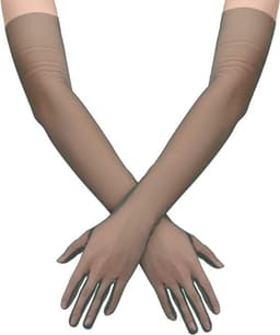Vrouwen Lange Handschoenen Elleboog Lengte Tule Mesh Halloween Cosplay Opera Bruiloft (Groen) — thumbnail 1