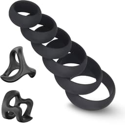 Premium Cockring Set 8-delig – Medisch Siliconen – Penisring Set voor Mannen en Koppels – Herbruikbaar & Waterproof – Zwart — thumbnail 1