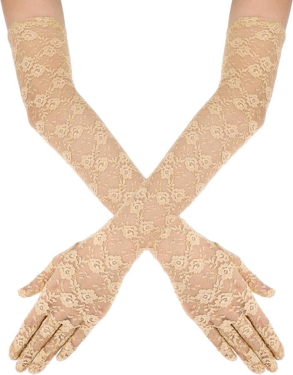 Lange Kanten Handschoenen - Kant Wanten - Feestelijke Gelegenheden - Elegante Kantafwerking - 54 cm - Zwart — afbeelding 1