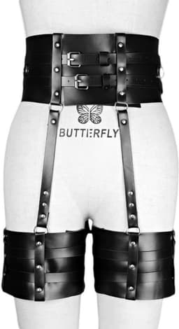 Sexy Zwart Harnas - Verstelbaar Tuigje met Brede Riemen voor Middel en Benen - Kunstleer Bondage Lingerie - Erotisch Sex Speeltje voor Mannen en Vrouwen - Sex Toys — thumbnail 5