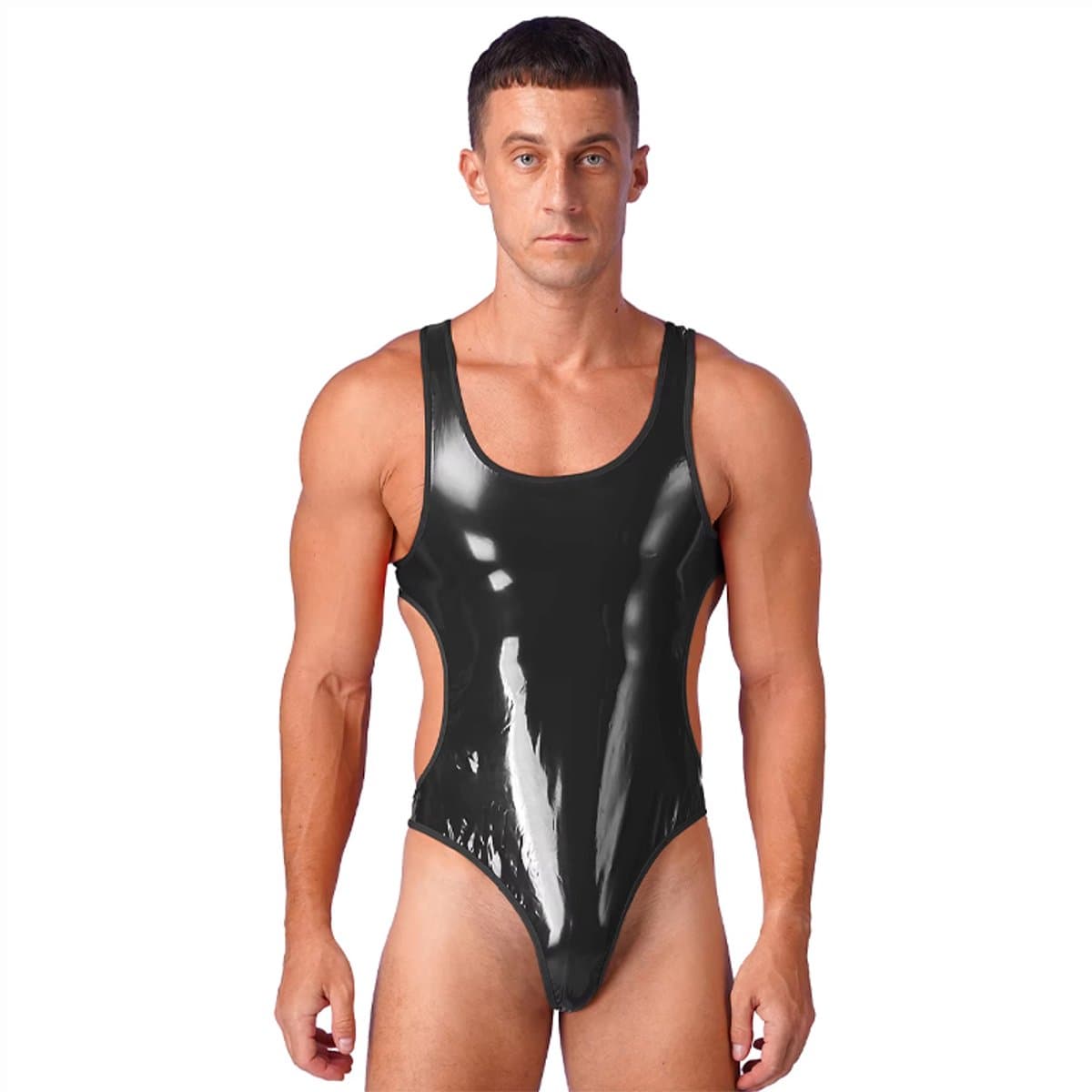 Porno jumpsuit heren - String - Latex look - BDSM - Erotische kleding - Hemd — afbeelding 1