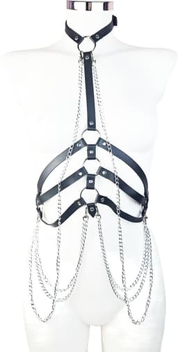 BamBella ® - Sexy Erotische bondage Lingerie onesize vrouw BDSM sm body zwart dames pak — thumbnail 4