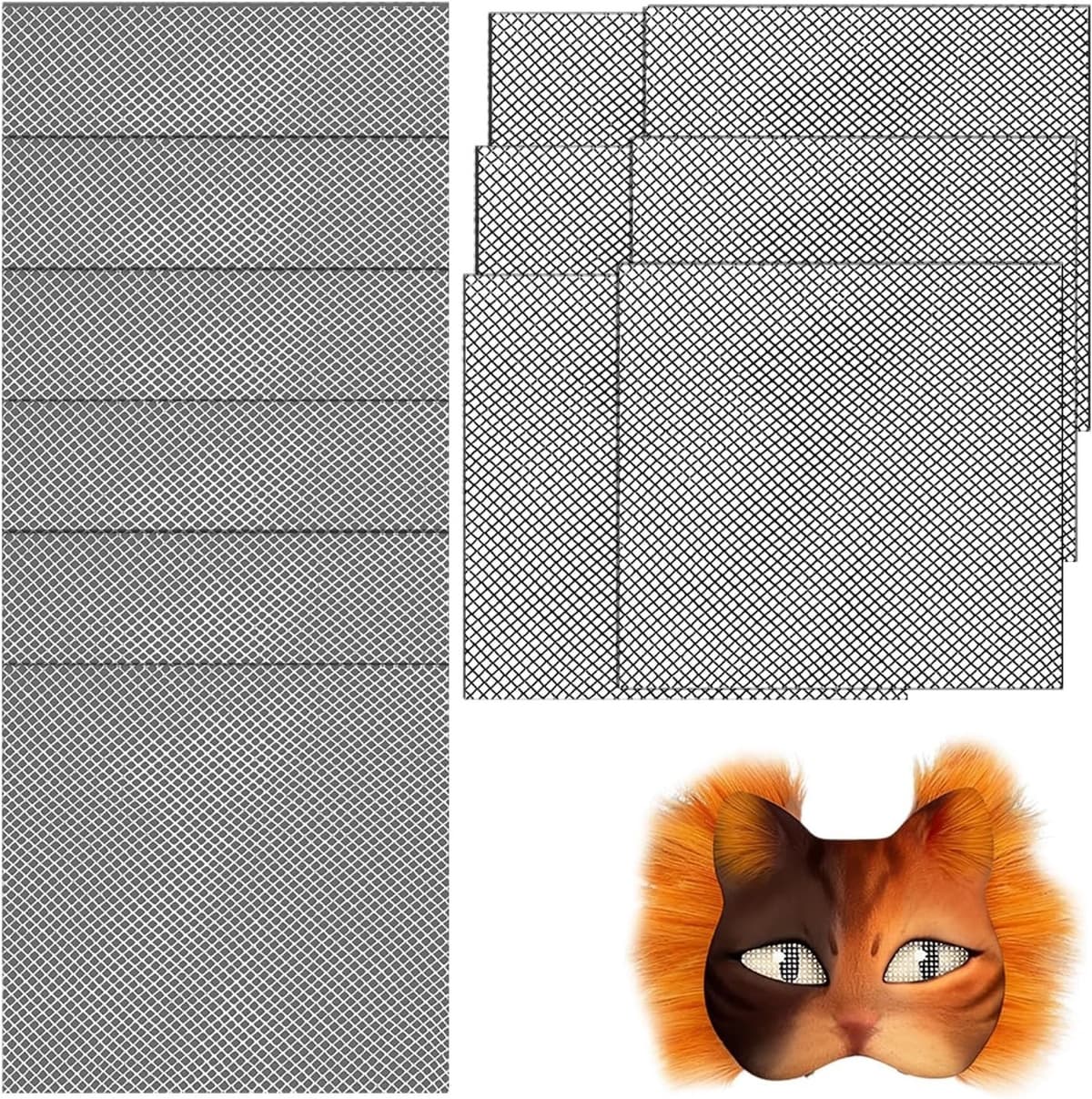 Set van 12 DIY Oogmasker Versterkingsgaas voor Schilderen, Katten, Vossen en Cosplay, Perfect voor Halloween en Feestdagen — afbeelding 1