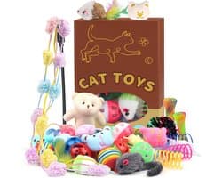 30 stuks kattenspeelgoedset, kattenspeelgoed, muizenballen, verenspeelgoed, pluche speelgoed, interactief kattenaccessoire voor katten, kattenaccessoires