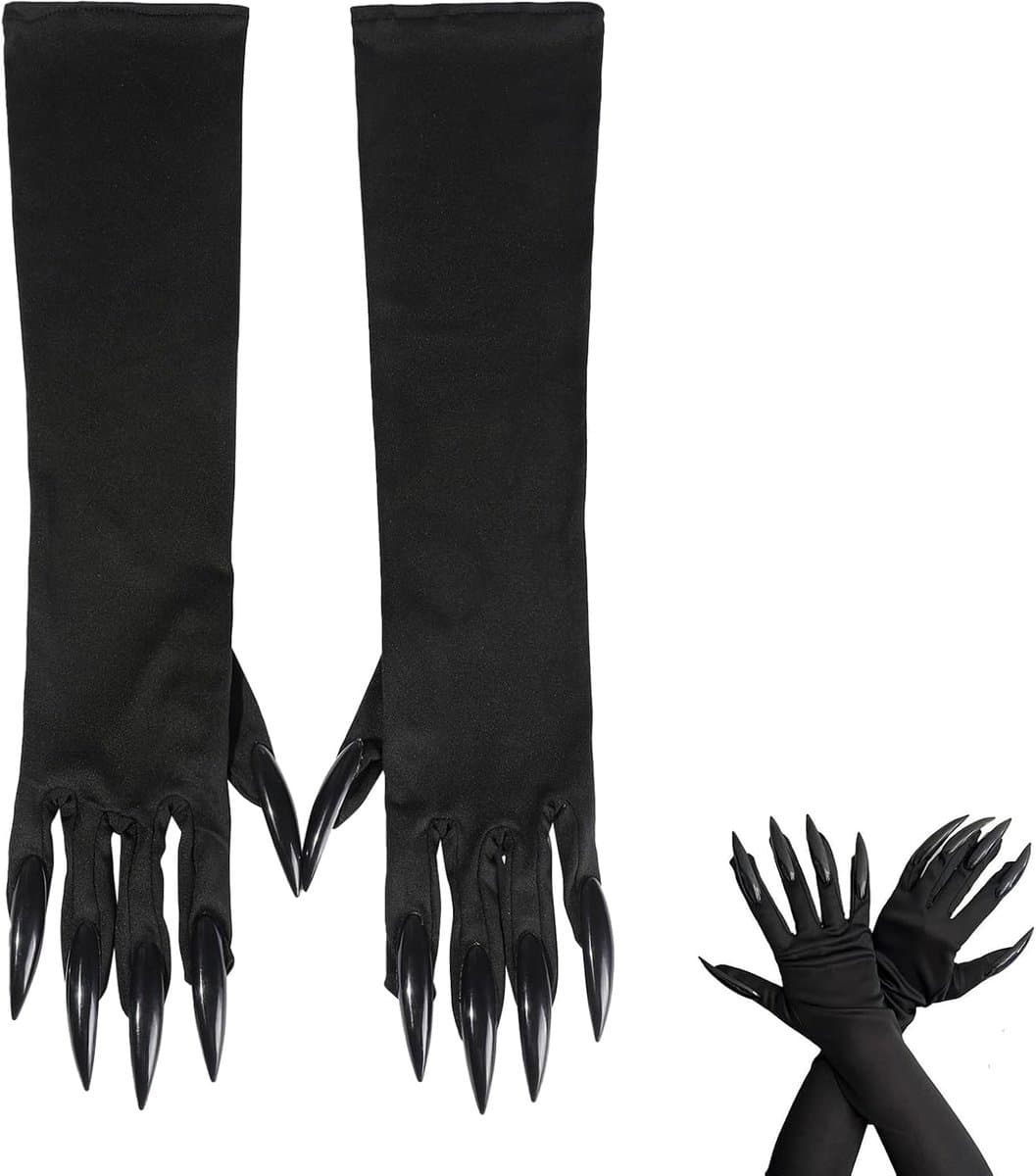 Handschoenen Halloween zwarte klauwen Halloween handschoenen klauwen vampier wolf vingernagels panter handschoenen heksenhandschoenen kat beast katten golves handschoen heks duivel poot voor — afbeelding 1
