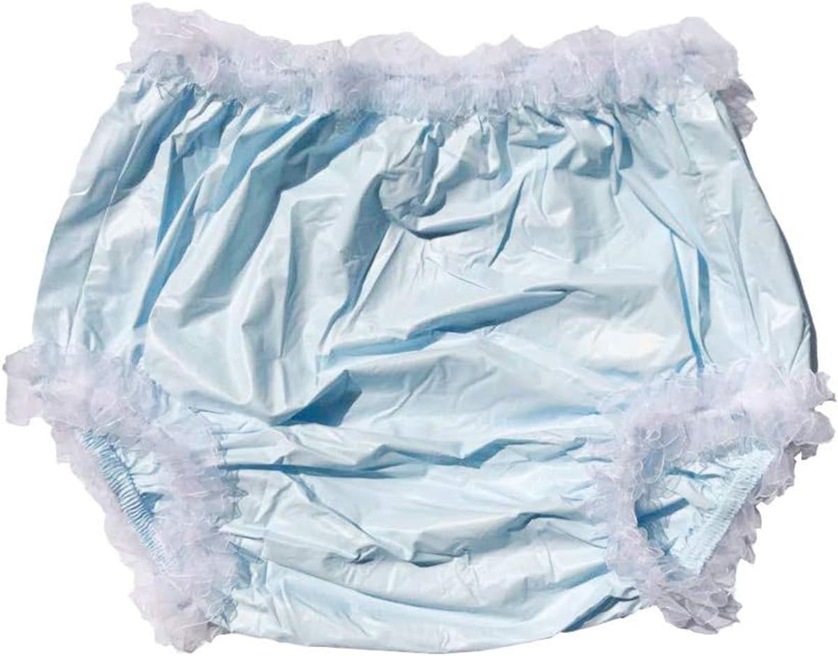 Volwassen Incontinentie Pull-on Plastic Broek Kant Slipje Kleur Baby Blauw met Wit Kant — afbeelding 1