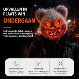 LED Halloween-masker in Purge-stijl, regelbare verlichting en oplichtend gezicht – Kostuum voor heren en dames voor Halloween, carnaval en verkleedfeesten (kleurenkeuze) — thumbnail 4