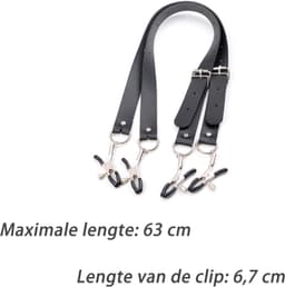 Schaamlippenspreider - Seksspeeltje - Vaginale klem - Tepelklem - Erotisch artikel - Schaamlippenspreider met frame - Bandlengte 63 cm, klem 6,7 cm - Geschikt voor het verhogen van seksueel genot - Zwart — thumbnail 2