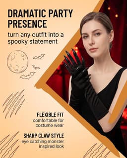 Handschoenen, 1 paar, zwart, lange klauwen met flexibele versterking, opvallende kostuumesthetiek en comfortabele grip voor cosplay, evenementen en Oktoberfeesten — thumbnail 5