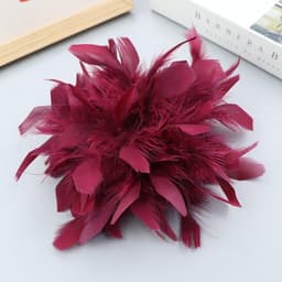 Veer haarspeld broche dames veerbroche kalkoenveer broche veerkorset vintage veren hoofdsieraad corsage haaraccessoires voor doe-het-zelf bruiloft feest verjaardag sieraden accessoires, wit — thumbnail 2