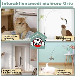 7-in-1 interactief kattenspeelgoed, zelfbezigheid, kattenhengel met wasbare zuignap, hangend kattenspeelgoed, kattenkruidstok en bijttouw, kauwspeelgoed, veer — thumbnail 5
