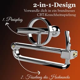Metalen Kuisheidskooi Voor Mannen Met Penisplug Roestvrijstalen Peniskooi Met Dilatatoren Voor Mannen Roestvrijstalen Holle Testikelpers CBT-balmarteling BDSM-speeltje, Extreem Voor Mannen — thumbnail 2