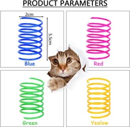 20 stuks kattenspringspeelgoed, 4 kleuren, kleurrijk, creatief kunststof spiraalveren, spiraalveren, spiraalveren, duurzaam interactief speelgoed voor katten, katten, huisdieren, speelgoed met spiraal — thumbnail 4