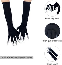 Handschoenen, Ghost Witch Devil Paw Handschoenen, Animal Claw Handschoenen, Zwarte Monster Paws Handschoenen met enge lange nagels, Performance Prop Funny Handschoenen — thumbnail 2