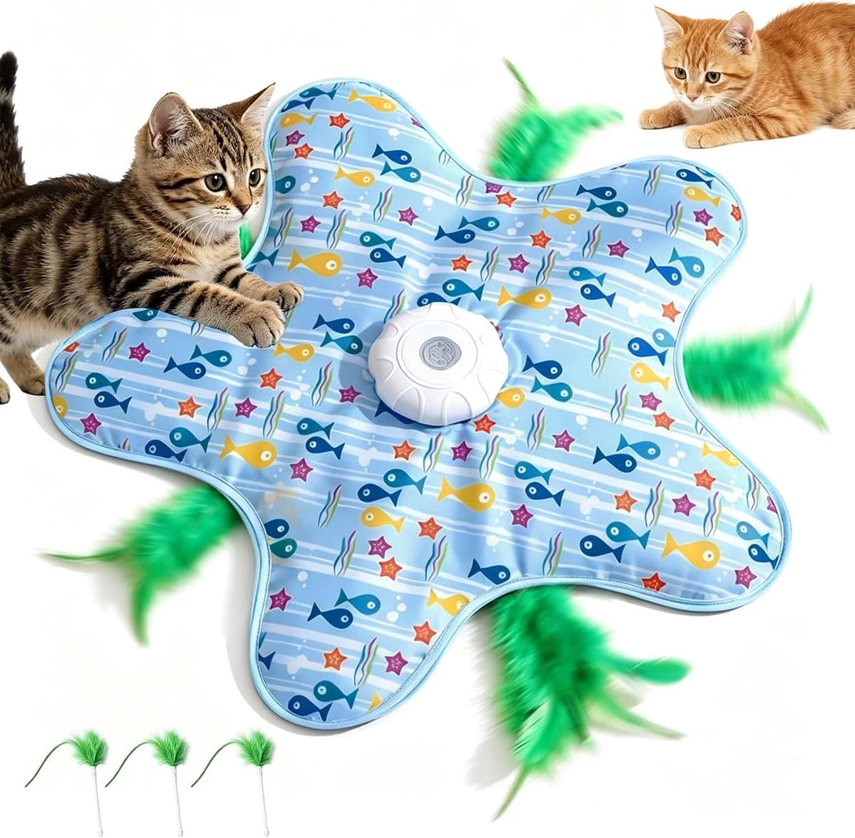 Kattenspeelgoed, zelfbezigheid, kattenspeelgoed, elektrisch met verstopspel, beweegbare veer, piepende muis, voor katten, kitten en volwassenen — afbeelding 1