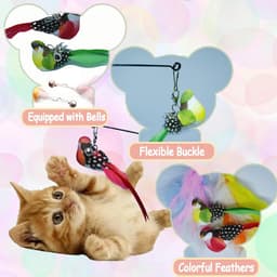 speelgoed, interactief kattenspeelgoed, kattenplagerstaf met veren vullingen, flexibele kattenveren, speelgoed voor het spelen van achtervolgingsoefening (klassieke — thumbnail 2