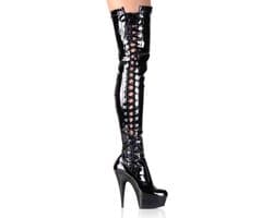 Pleaser - DELIGHT-3050 Plateau overknee Laarzen - US 11 - 41 Shoes - Zwart