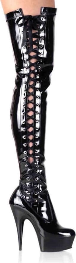 Pleaser - DELIGHT-3050 Plateau overknee Laarzen - US 11 - 41 Shoes - Zwart — thumbnail 1