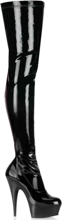 EU 44 = US 13 | DELIGHT-3000 | 6 Heel, 1 3/4 PF Thigh High Boot, Side Zip — thumbnail 1