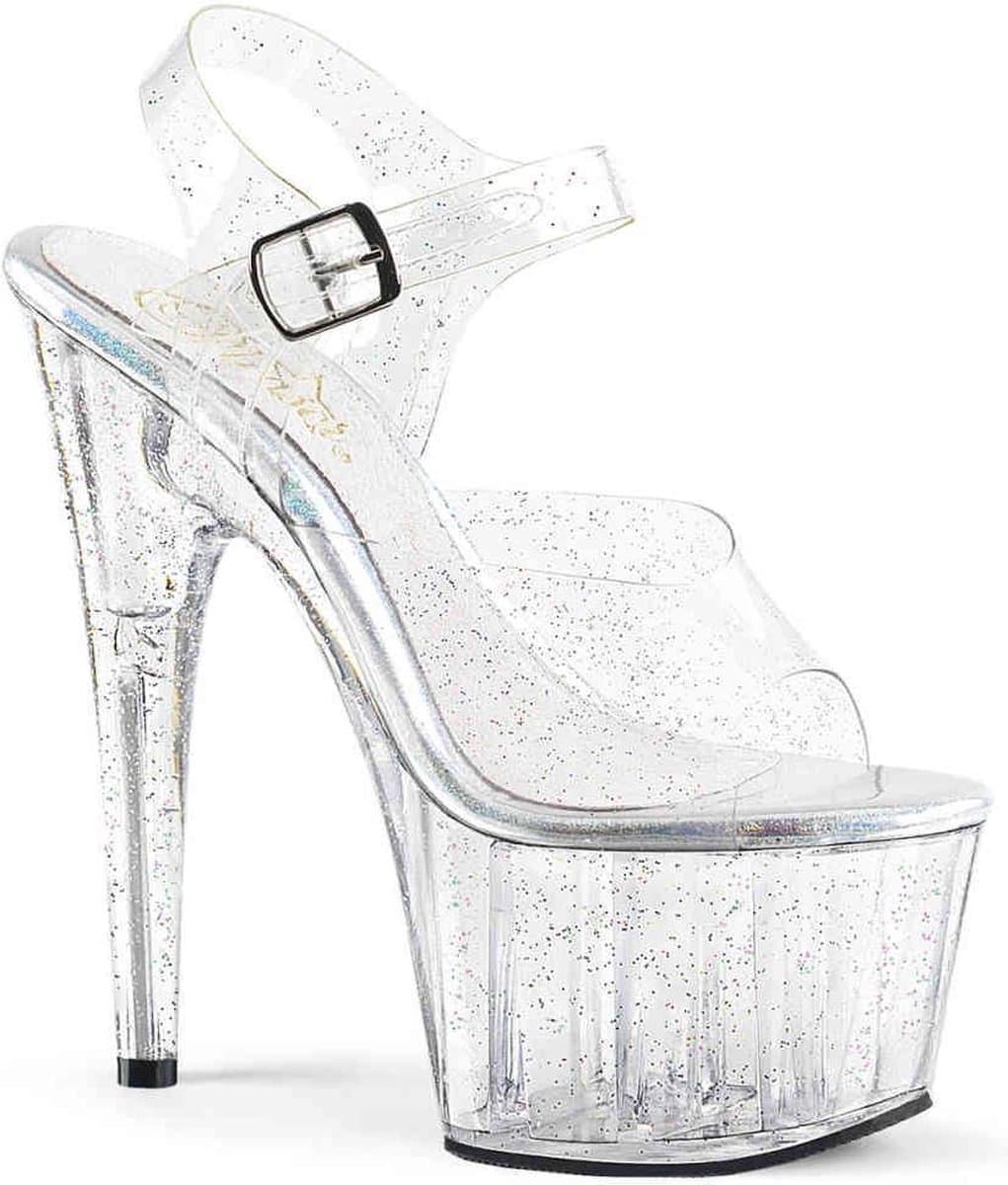 Pleaser - ADORE-708MMG Sandaal met enkelband, Paaldans schoenen - Paaldans schoenen - 40 Shoes - Transparant — afbeelding 1
