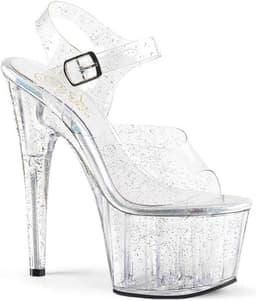 Pleaser - ADORE-708MMG Sandaal met enkelband, Paaldans schoenen - Paaldans schoenen - 40 Shoes - Transparant — thumbnail 1